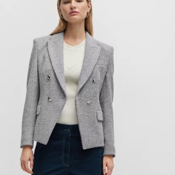 Hugo Boss Jocanah SLIM-FIT DOUBLE-BREASTED JACKET IN HEAVYWEIGHT TWEED - Picture 6 of 11
